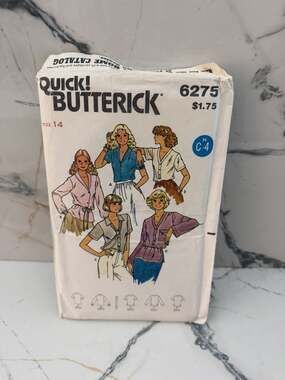 Butterick 6275 Loose-fitting Front Button Blouse,  Size 14, Uncut
